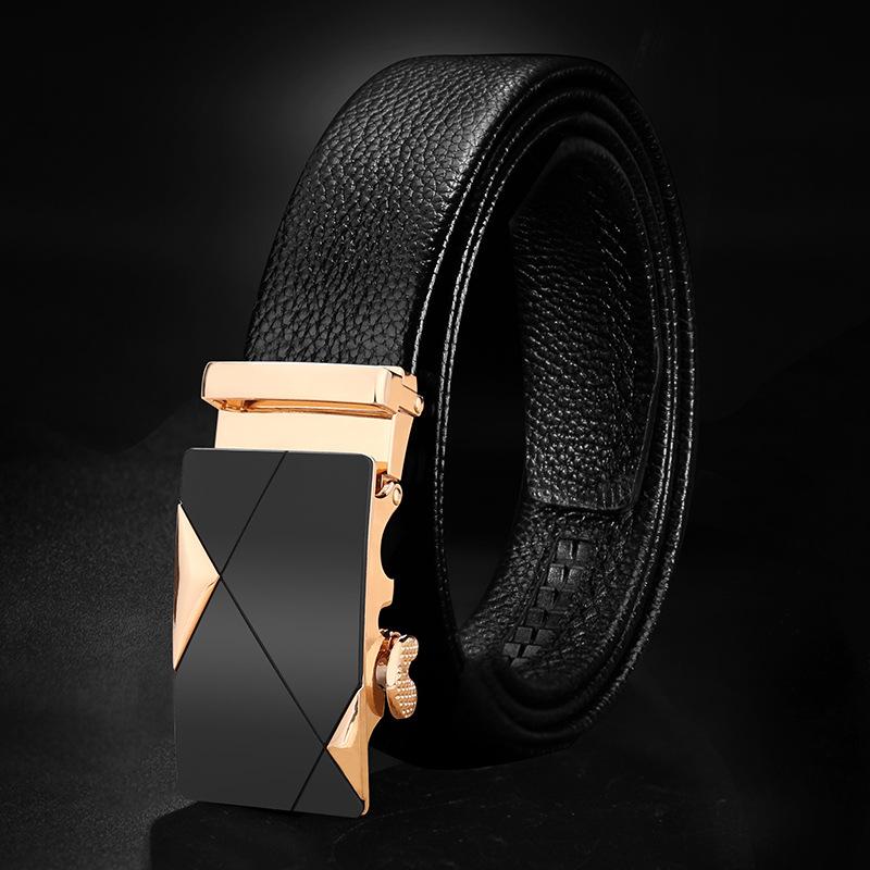First Layer Cowhide Automatic Buckle for Men's New Belt Casual Business Simple and Versatile Middle Aged and Young Trousers Belt for Men