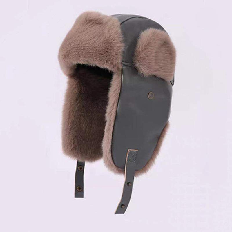 Imitation Fur Mink Hair Hat Female Fall and Winter Plush Fisherman Hat Khaki Senior Show Face Small Warm Ear Protection Lei Feng Hat