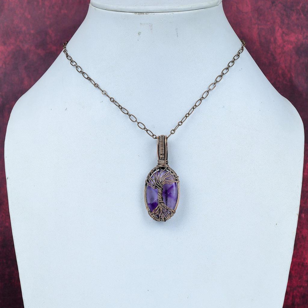 Tree of Life Star Amethyst Pendant Copper Wire Wrapped Pendant Gemstone Copper Jewelry Handmade Pendant Gifts for Him Wire Wrapped Jewelry