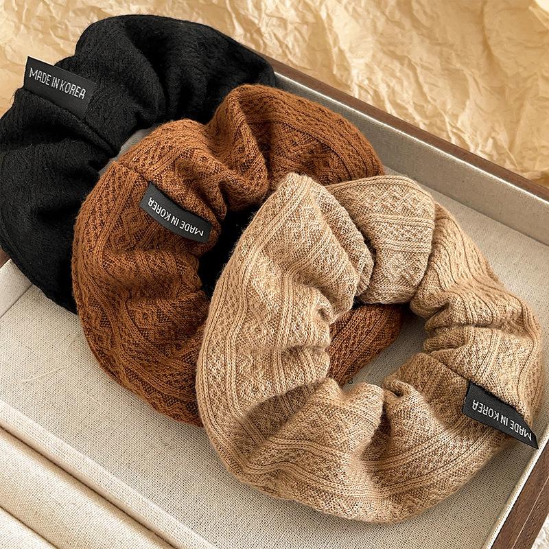 Vintage Solid Color Large Hair Scrunchies For Women Girls  High Absorbency Plush Elastic Hair Rope Sweet Hair Accessories