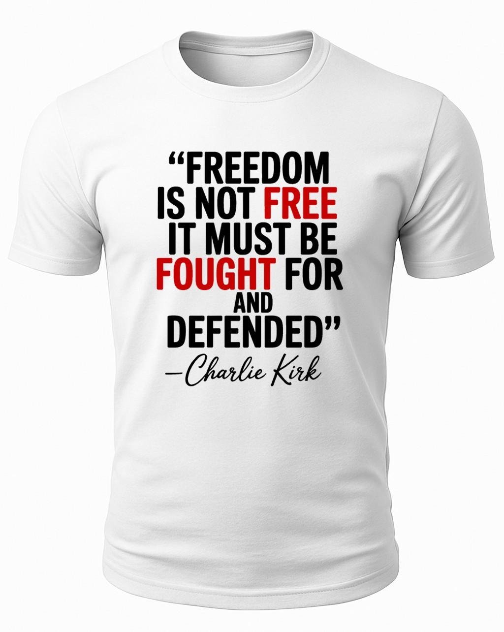 Charlie Kirk Freedom Is Not Free Quote USA American Patriotic T-Shirt Mens Womens Tees Top S