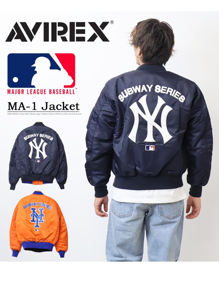 MLB Collaboration Jacket [AVIREX] MA-1 783-3252049 (M Size, 120 Navy)