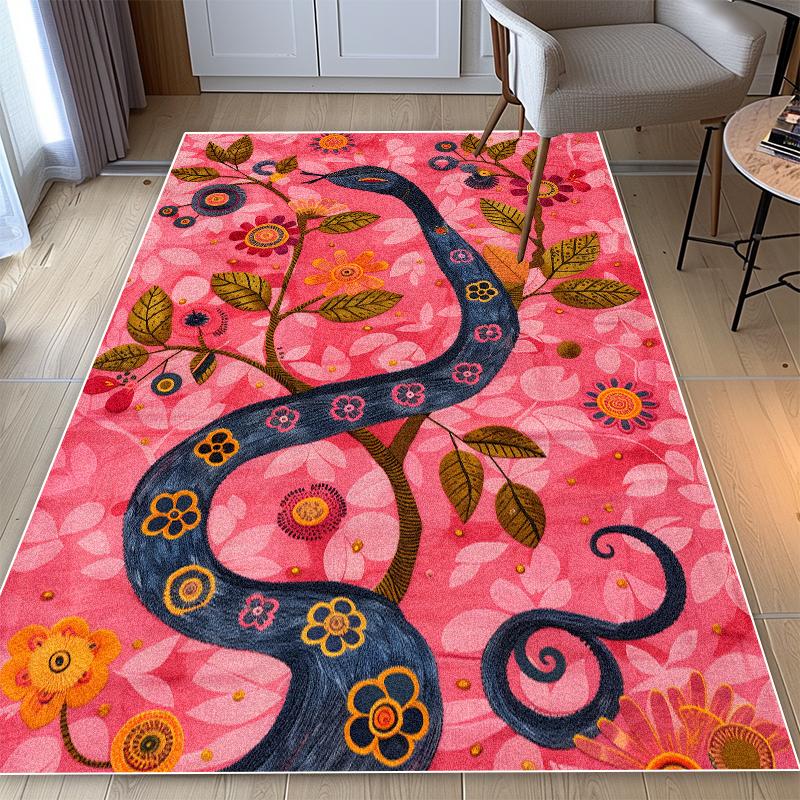 

American Style Snake Pattern Carpet Living Room Plant Decoration Bedroom Large Area Rugs Cloakroom Bathroom Non-slip Floor Mat 80x120cm