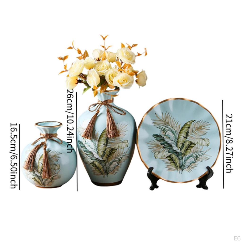 Ceramic Flower Vase Set Floral Arrangement Boho Unique Display Plant Holder for Home Bookshelf