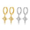 European and American S925 Sterling Silver Zircon Cross Earrings: Exquisite Niche Design for Women