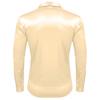Herren-Hemd aus glänzender Seide wie Satin, langärmelig, lässig, Slim-Fit-Kleiderhemd, einfarbig, Revers-Button-Down-Hemden