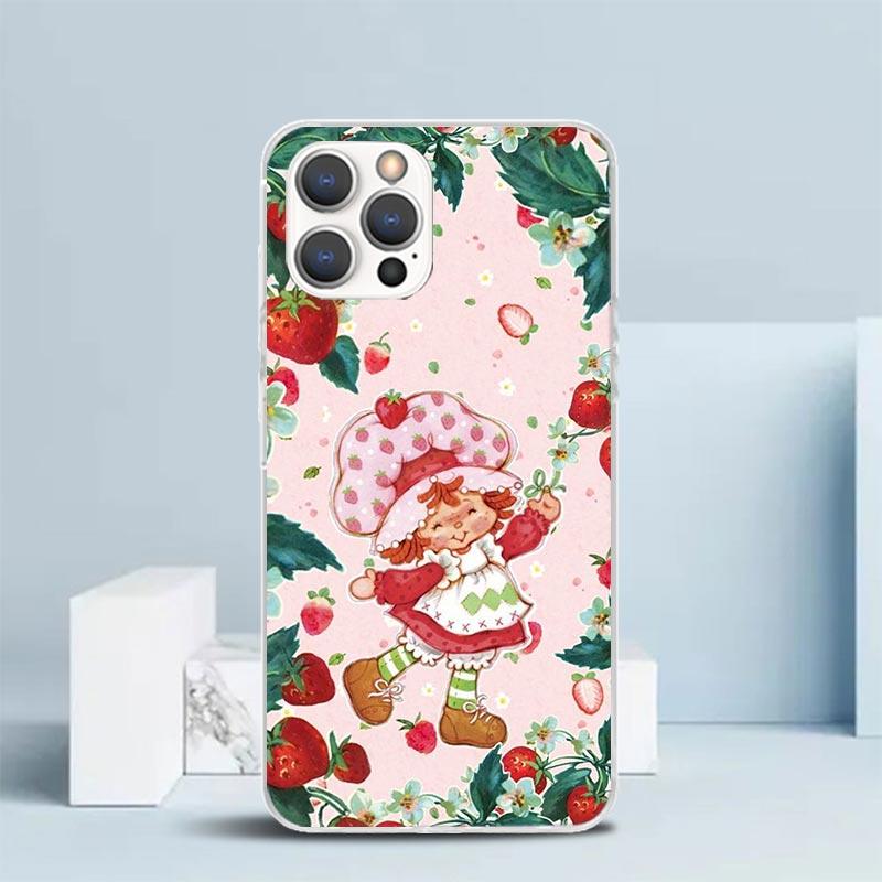 Strawberry Cartoon Girl Soft Cover for iPhone 16 17 Air 15 14 Pro Max 16E Phone Case 13 Mini 12 11 7 SE 8 Print Pattern Fit Case