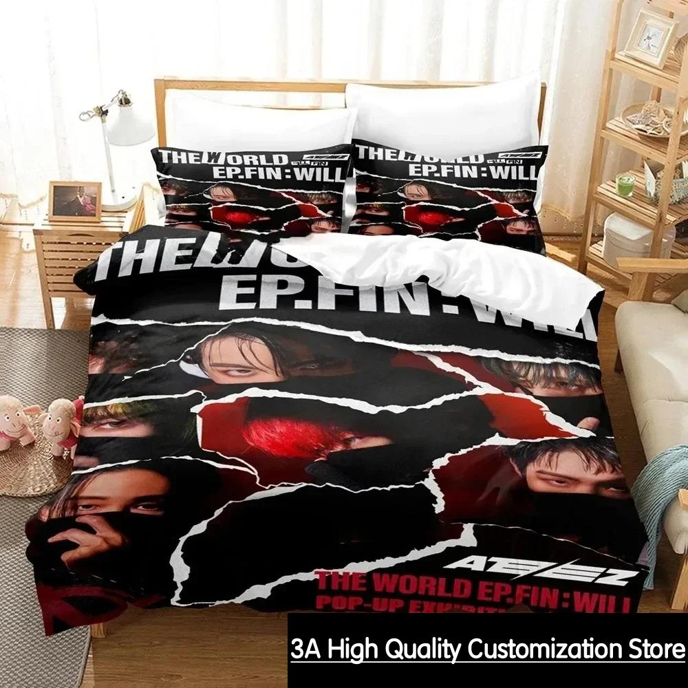 El Mundo Ep.fin Will ATEEZ Juego de Ropa de Cama Funda Nórdica Juego de Cama Funda de Colcha Funda de Almohada Edredón tamaño King Queen Ropa de Cama para Niños Adultos