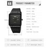 Square Watch Men Leather Strap Black Simple Slim Stylish Wristwatch Gentleman Waterproof Business Casual Male Gift Gold Black