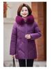 Jaqueta Feminina de Outono e Inverno Cor Sólida com Capuz Gola de Pele Moda Solta Espessa à Prova de Vento Comprimento Médio Jaqueta de Mãe