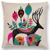 Cartoon Sofa Überwurf Kissenbezug Bunte Tiere Vogel Katze Reh Pfau Eule Blumen Lied Kissenbezug