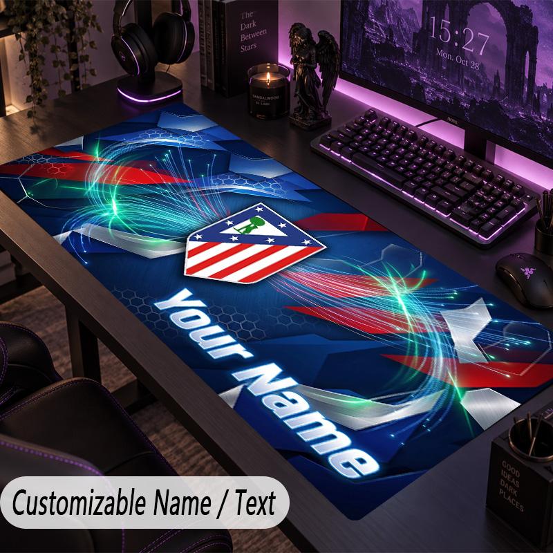 Custom Text Big Mousepad, Extended Desk Pad For Laptop Work GameAtletico Madrid FC