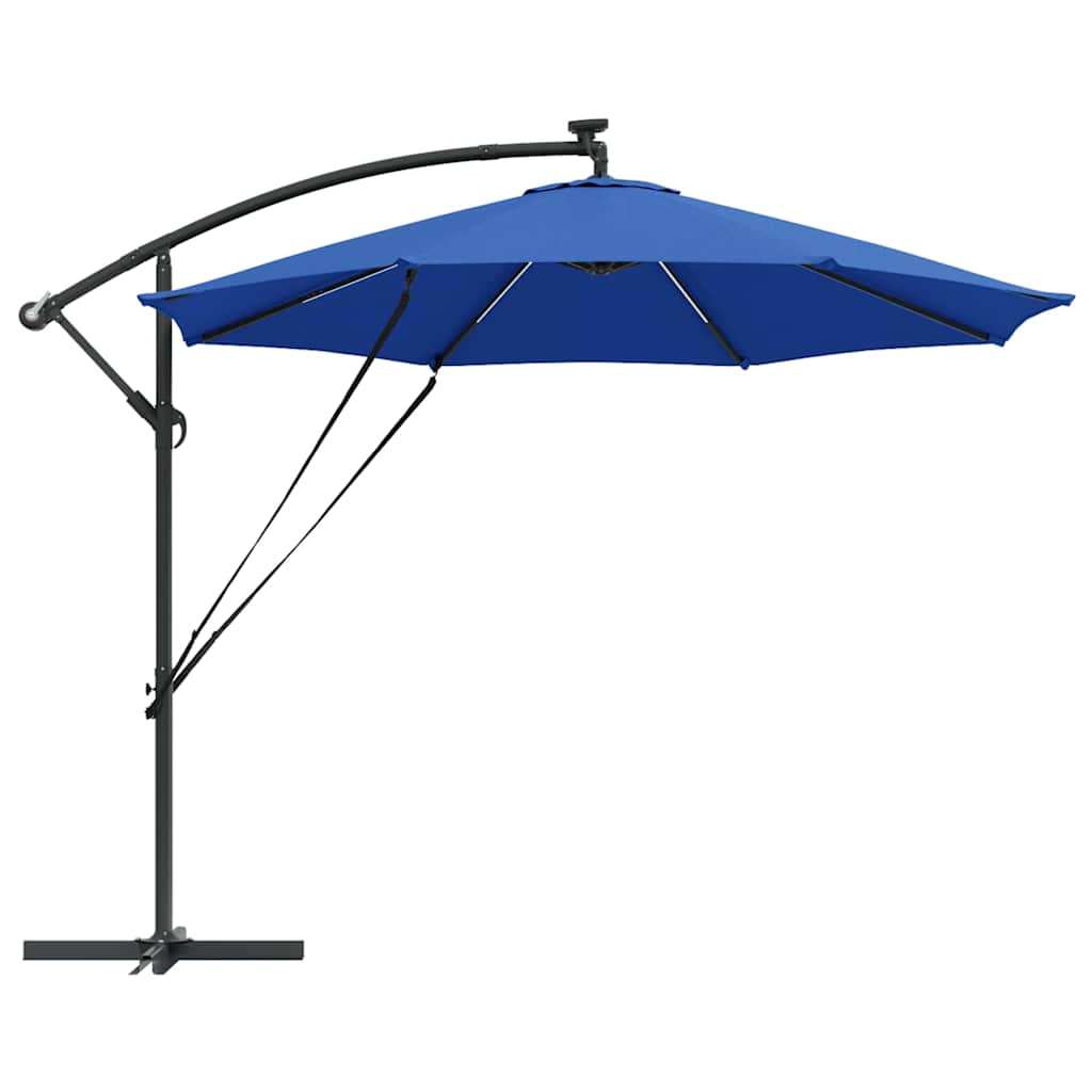 Azur Blue Solar Powered LED Strip Sun Umbrella 294 X 294 X 248 Cm