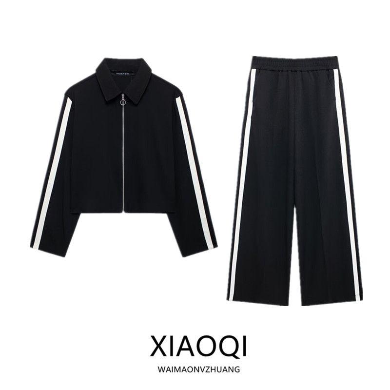 Fashion Style 2024 Fall and Winter New Women's Clothing Side Stripes with Decorative Lapel Long Sleeves Outwear Pants 1165332