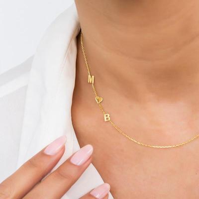 Collana con Lettera Personalizzata in Acciaio Inossidabile - Acciaio al Titanio Placcato Oro 18K per Donna