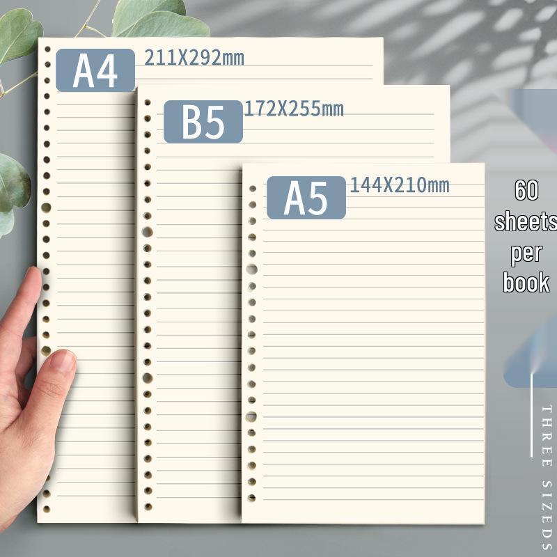 B5/A5 Refillable Loose-Leaf Notebooks - 26/20 Hole Detachable Paper, Horizontal Line & Grid for Postgraduate Entrance Exam Note-Taking.
