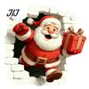 Window Sticker for Glass Christmas Santa Wall Stickers, 3D Claus Reindeer Break-Through Self-Adhesive Indoor Outdoor Holiday Ornaments Decal,