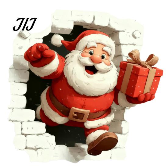 Window Sticker for Glass Christmas Santa Wall Stickers, 3D Claus Reindeer Break-Through Self-Adhesive Indoor Outdoor Holiday Ornaments Decal,