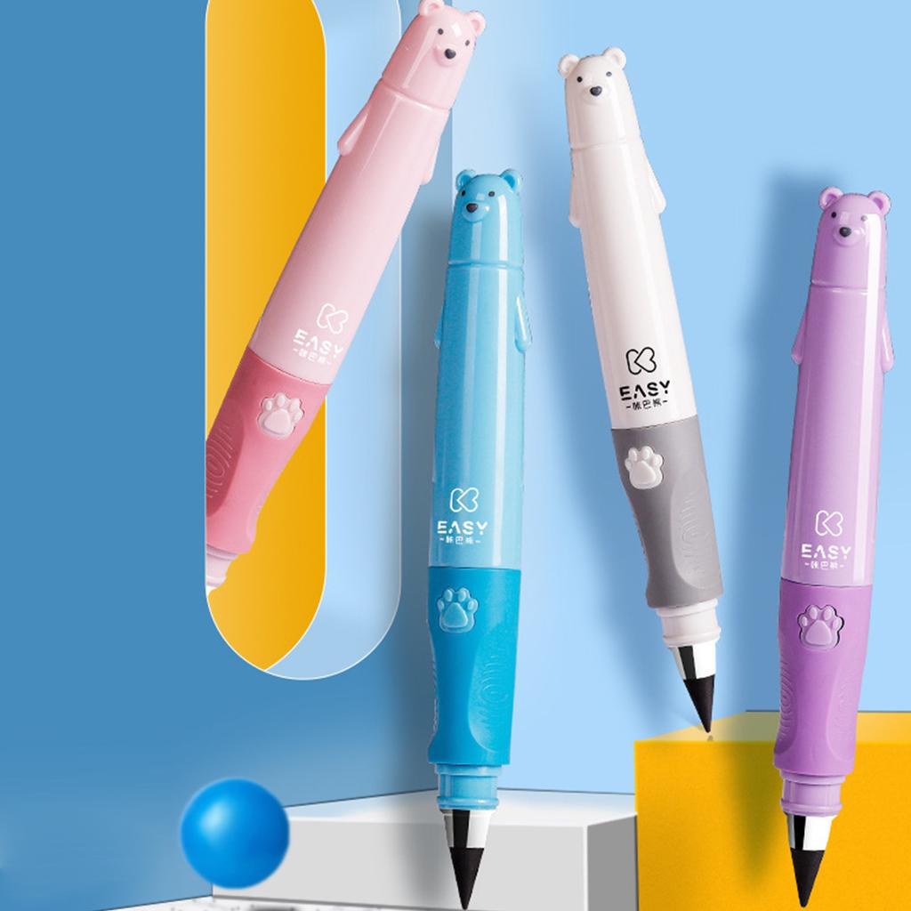 Automatic Pencil Cartoon Bear Pen Holder For Elementary School Children Pencil For Beginners Upright Posture Correction