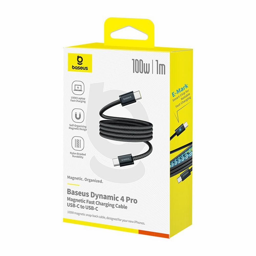 BASEUS Dynamic 4 Pro Type-C to Type-C Cable 1m 100W Magnetic Fast Charging Nylon Braided Data Cable