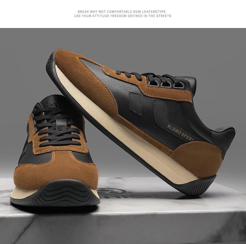 Frühlings Herren Forrest Gump Leder-Sneakers – Dicke Sohle, Rutschfest, Vielseitige Casual Dad-Schuhe.