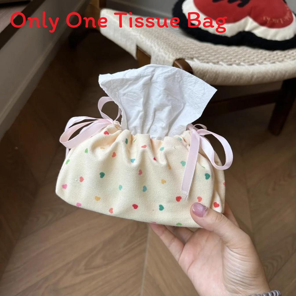 Style Floral Cloth Tissue Box Cover With Drawstring Organizer For Car And Home Decor