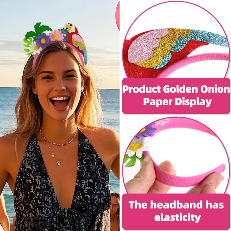 Flower Headband Hawaiian Decorative Flower Hairband Set Of 8 Beach Party Hair Hoop For Kids Adults Carnival Dress Up Floral