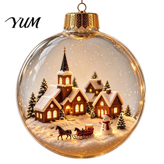 Decorative Props for Holiday Gatherings Christmas 3D Faux Crystal Ball Hanging Ornaments with Warm LED Coordinated Tree Supplies Lights, Luminous