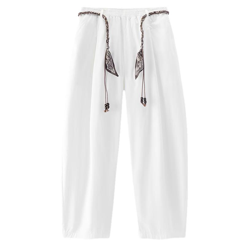 Semir Women's Summer Loose Belted Wide-Leg Curved Casual Pants