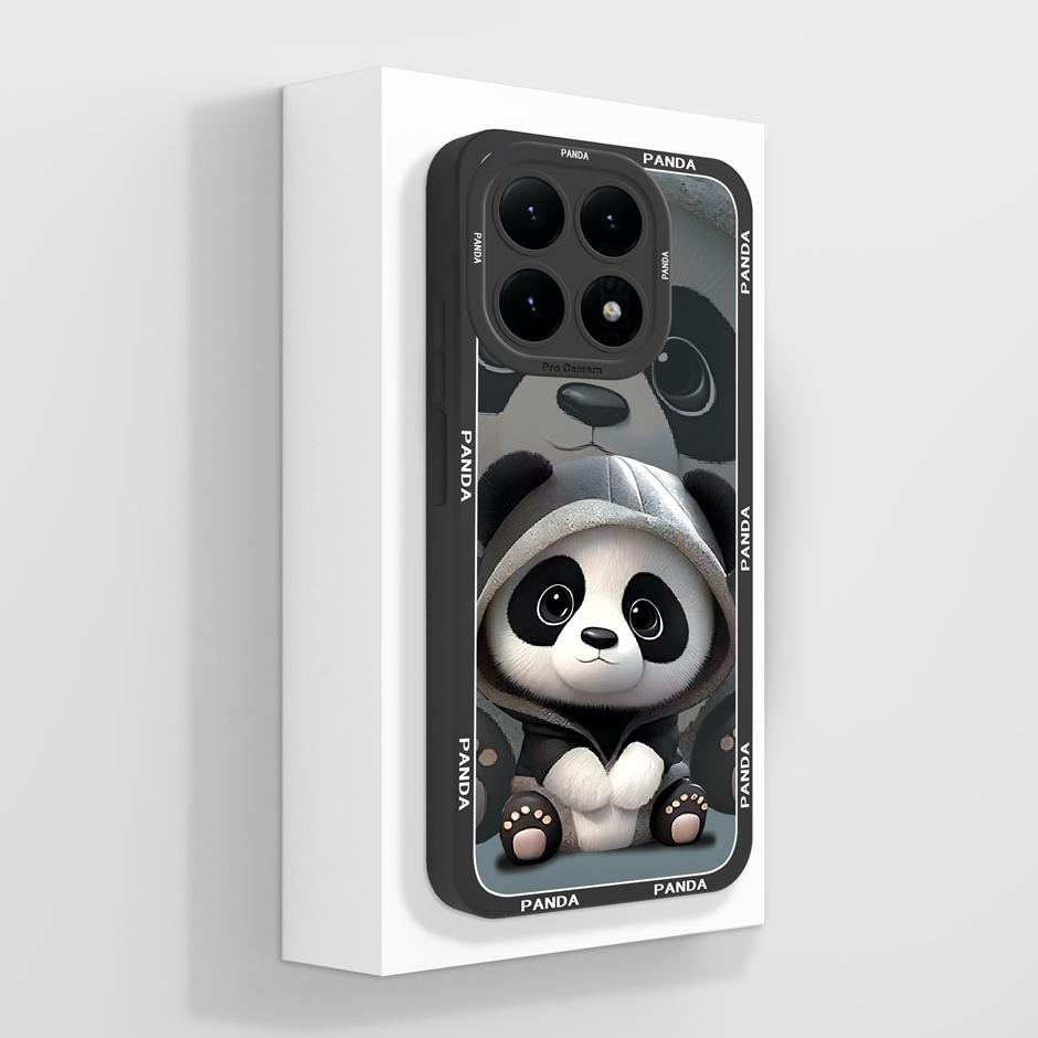 For Xiaomi 14 14T 15 15T 17 Pro Max Phone Case Cute Cartoon Pandas Liquid Silicone Full Protective Cover Anti Drop Fundas Bumper
