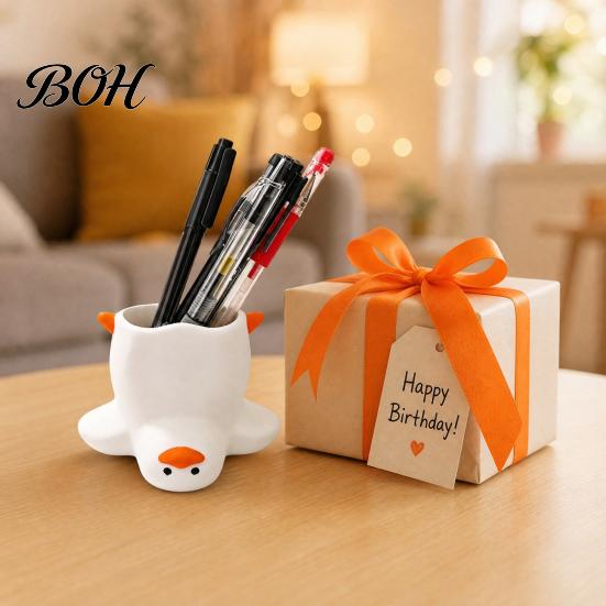 Gel Pen Storage Container Upside Down Duck Holder, 3D Printed Desk Organizer, Funny Desktop Stationery Holder for Office School, Creative Gift