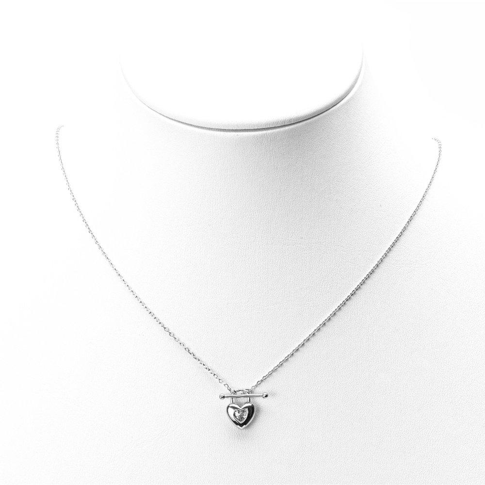 Heart Q Toggle Bar Silver Necklace