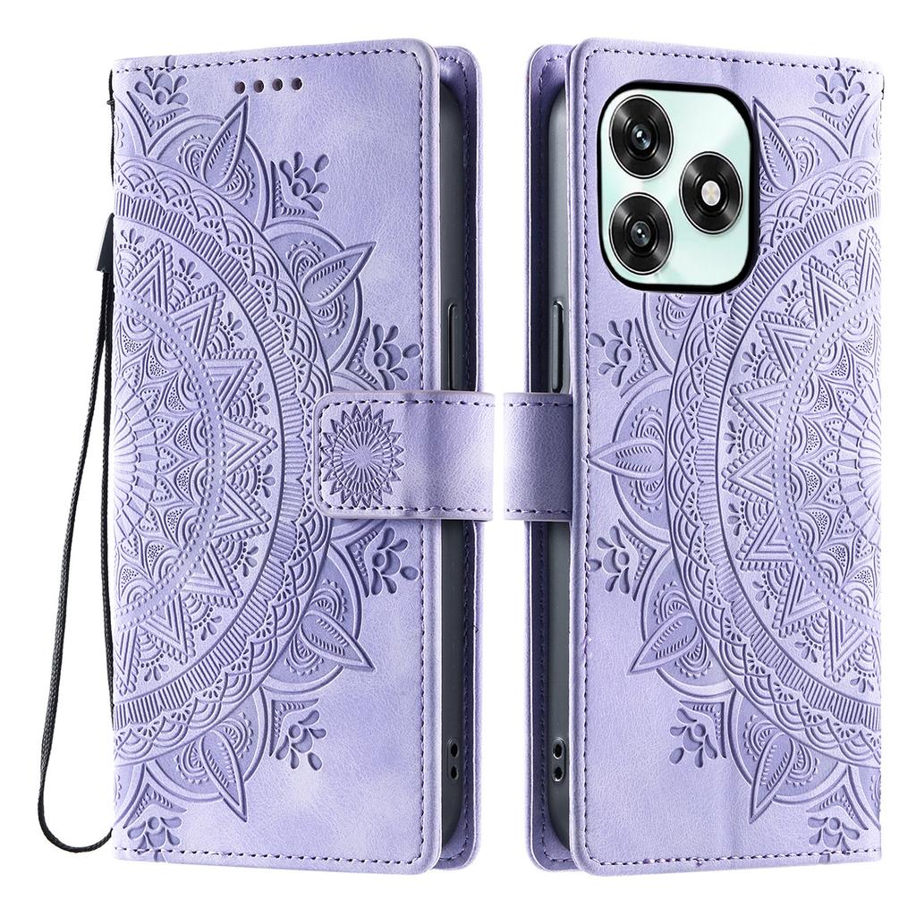 Phone Case For Honor Play10A 4G / X5c Plus 4G / X5c 4G Imprinted Totem Skin Feel Wallet Leather Phone Cover with Hand Strap