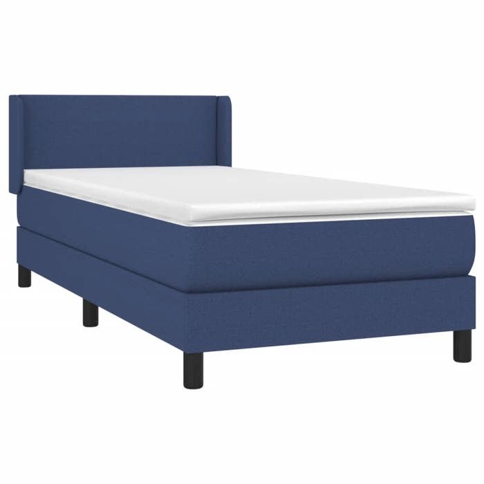 3129535 vidaXL Lit à sommier tapissier avec matelas Bleu 100x200 cm Tissu