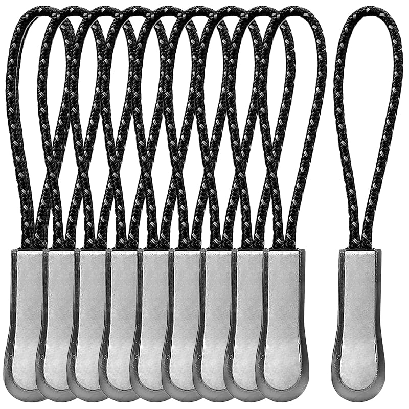 

DELUXEFOX fastener pull handle zipper pull cord (set of 10) reflective zipper drawcord zipper pull repair kit nylon cord zipper tab Easy to install