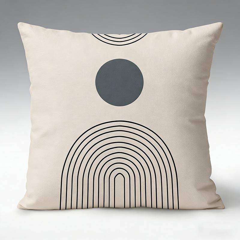 Mid-Century Modern Boho Kissenbezug Abstrakt Geometrisch Sonne Pfirsichhaut Überwurfskissenbezug Heimdekoration Für Sofa Couch Wohnzimmer