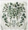 Eucalyptus Leaves Shower Curtain, Modern Weeping Wreath Look Branches On Simple Marble Print, Cloth Fabric Bathroom De