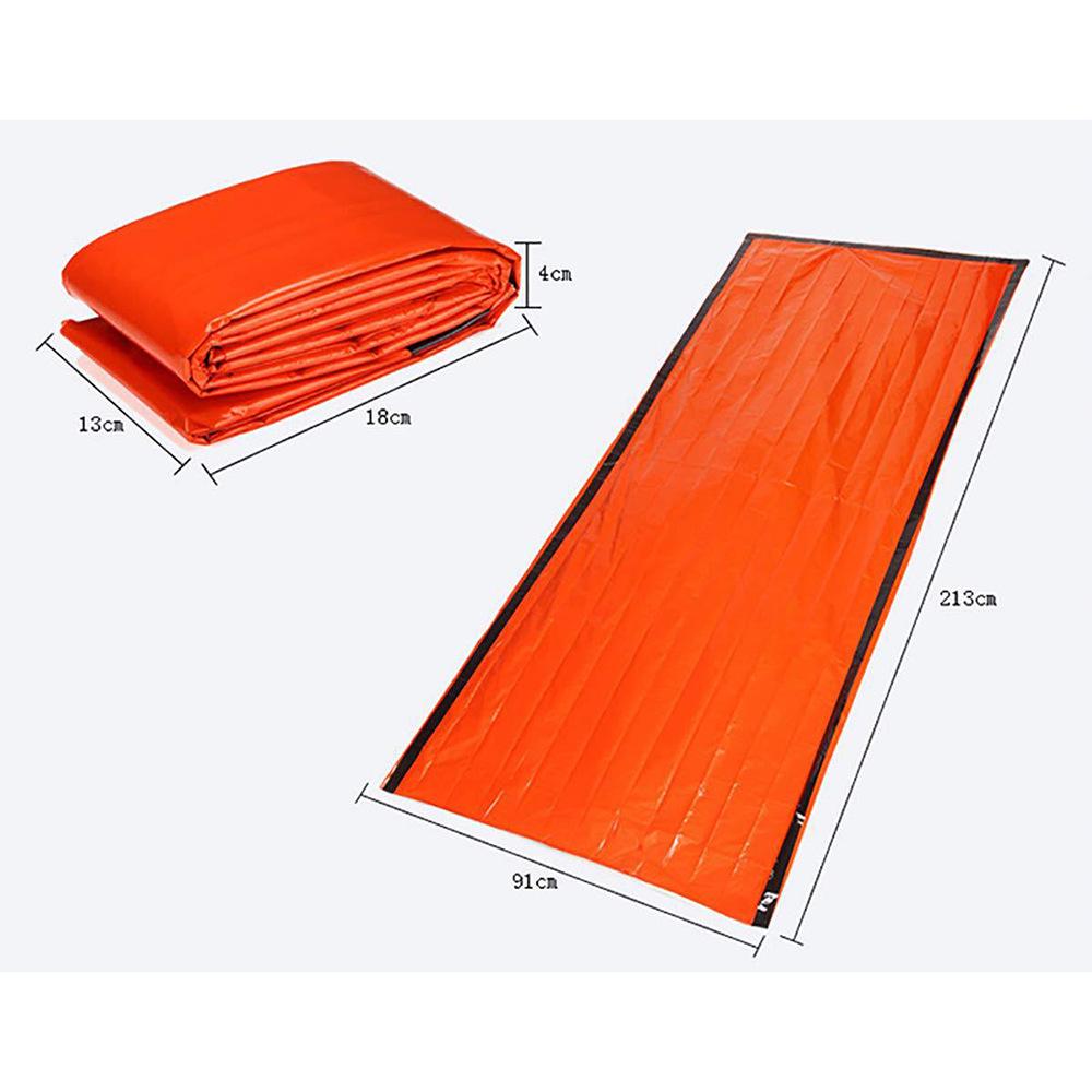 Orange Insulated Multi-functional Survival Sleeping Bag: Thick, Warm, and Outdoor-Ready First Aid Essential