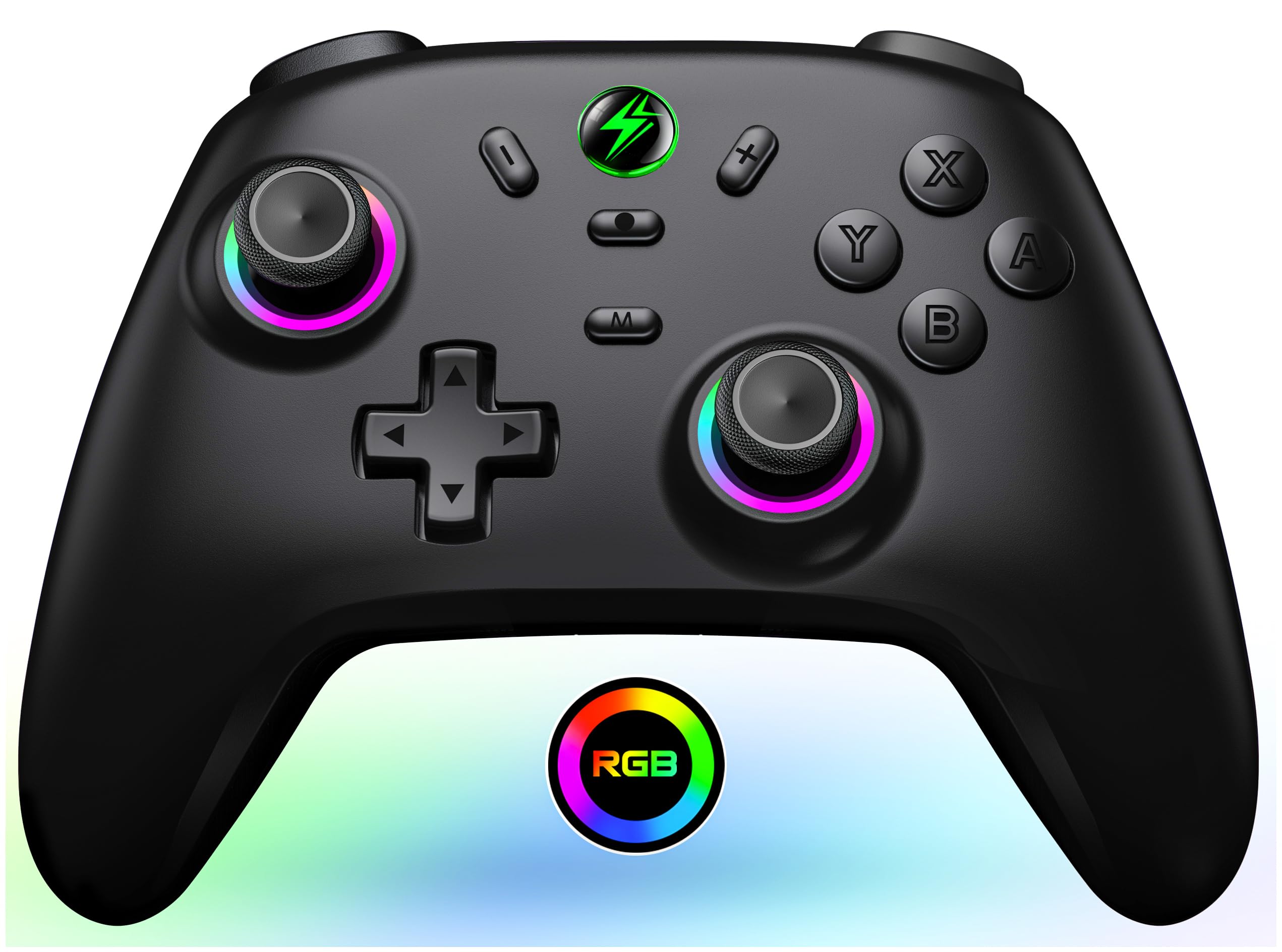 

Switch Compatible with Switch RGB Bluetooth 16 Hours Battery 1000mAh High Gyro HD Sleep Wake Compatible with Black Controller, 1/2, Lights, чёрный