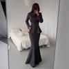  Cross-border European and American Autumn New Cardigan Button Suit Socialite Long-sleeved Top Hip Skirt Women's Clothing