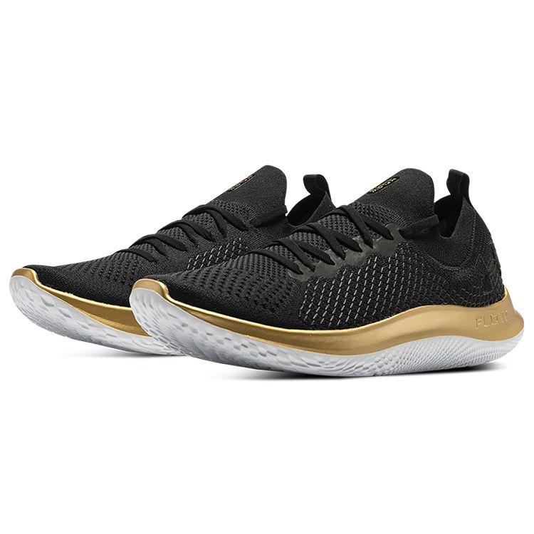Under Armour Flow Velociti SE MtlCn Bequeme Schnürung Niedrig geschnittene Freizeit-Laufschuhe Herren Sneaker Schwarz Gold 3025712-001