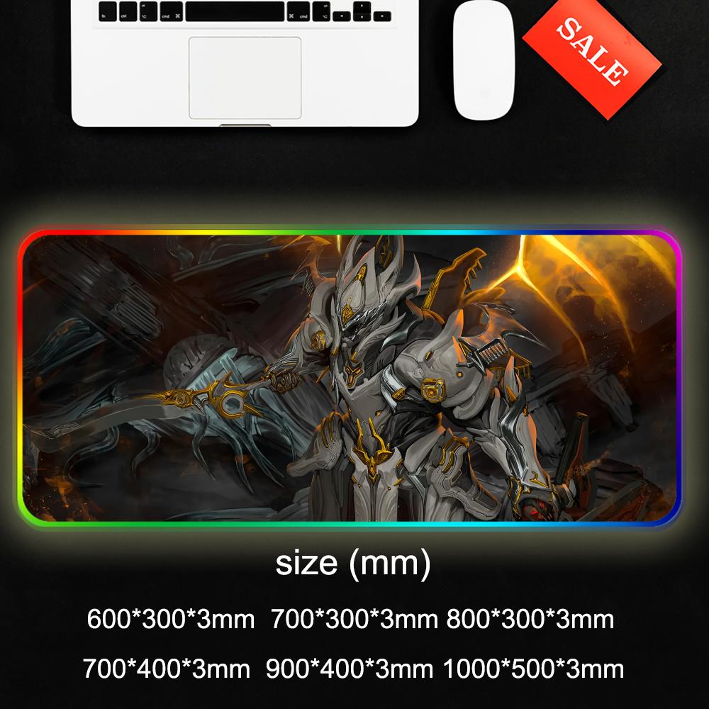 Spiel Warframe Mauspads RGB Gaming-Mauspad Großes LED-Pad PC-Schreibtischmatte Leuchtendes Mauspads Große Tastaturmatten Tischteppich Mit