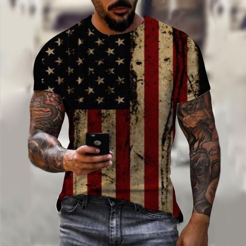 3D-gedrucktes T-Shirt mit amerikanischer Flagge für Männer