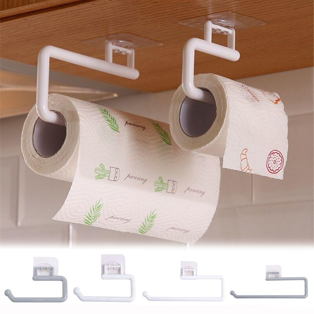 

Kitchen Towel Home Accessorie Hanger Holder Paper Self Adhesive White-L