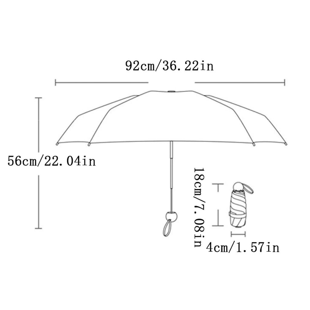 1pc-Compact Ultralight Sun Umbrella Portable Waterproof Travel Umbrella Mini Foldable Men and Women Outdoor Shade Protection