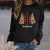 Women's Casual Fashion Christmas Print Long Sleeve O-Neck Pullover Top