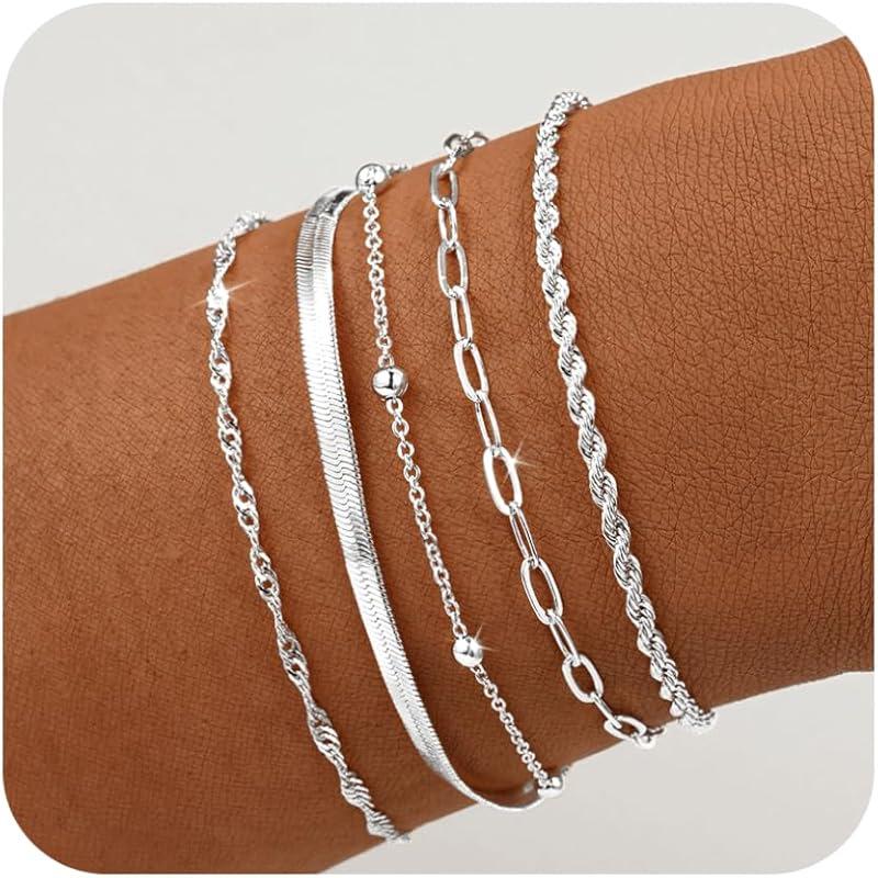 Fashionable Five-Piece Metal Chain Bracelet Set - Personalized European and American Style