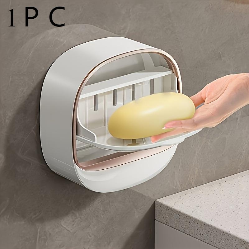 

Stylish High-End Soap Holder, Designed for Shower, Bathroom or Kitchen Use, with Lid, No Drilling Required слоновая кость