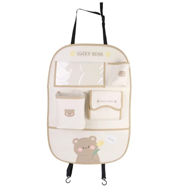 Organisateur de siège arrière de voiture Style dessin animé Protection anti-salissure pour enfants Amovible avec support pour tablette à écran tactile 5 Poches de rangement