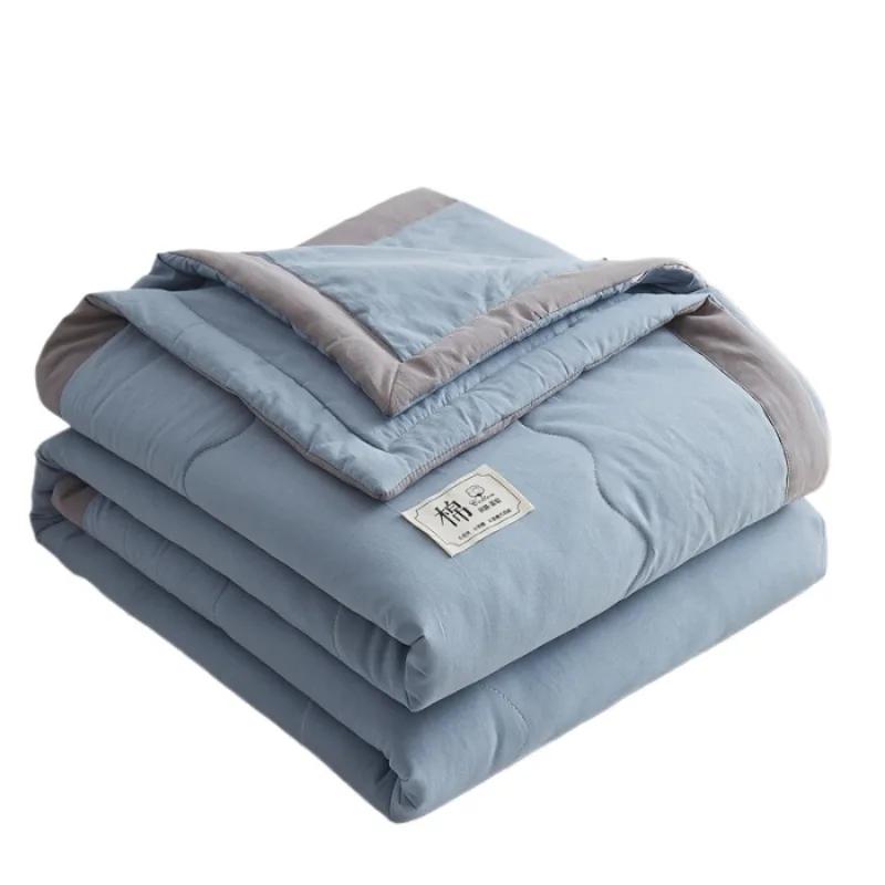 New Solid Color Cotton Summer Quilt Soft and Comfortable Adult Air Conditioner Student Dormitory Single Thin Quilt